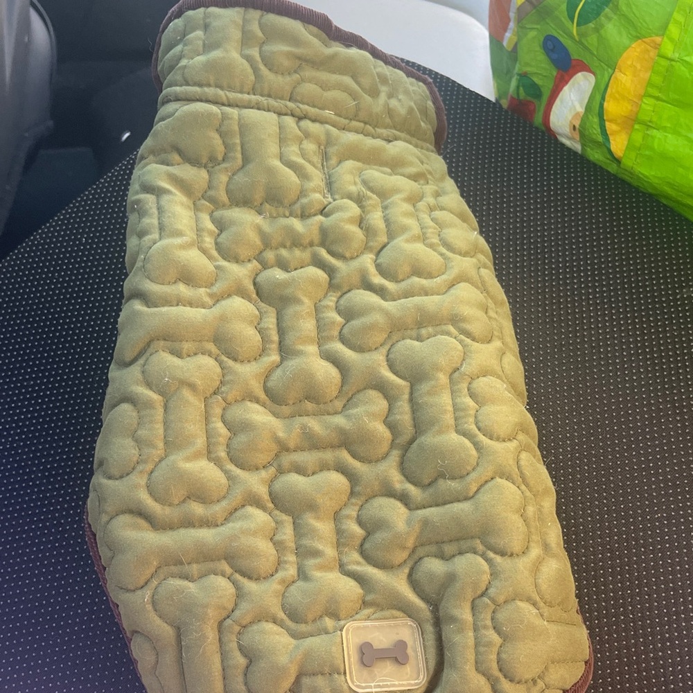 Like new small Quilted Dog Jacket with Bone Pattern